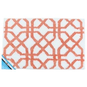 Large Bath Mat Trellis Rug Microfiber Coral White